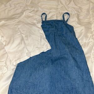 Old Navy Denim Dress with White Top